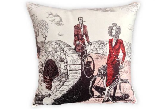 cyclemiles-vintage-couple-bicycle-cushion