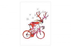 woman-racer-bicycle-christmas-card-simon-spilsbury