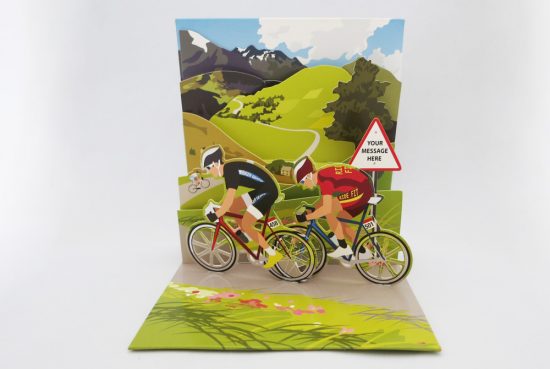 double-racing-cyclists-pop-up-greeting-card