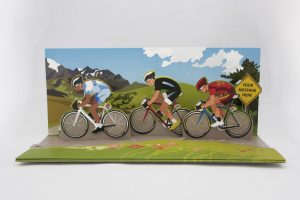 triple-racing-cyclists-pop-up-greeting-card