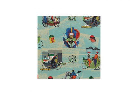 city-cyclist-wrapping-paper